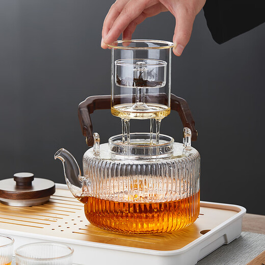 Mesni steaming integrated teapot glass tea brewing teapot steaming teapot lifting beam teapot Kung Fu tea set