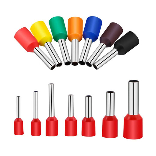 Huijun tubular terminal block cold-pressed terminal pre-insulated terminal brass wire connector red VE0508/1000 only 0.5 square meters