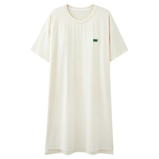 美筠带胸垫睡裙夏季莫代尔睡衣女夏天薄款简约短袖孕妇家居服夏 A11762【带胸垫】 2XL