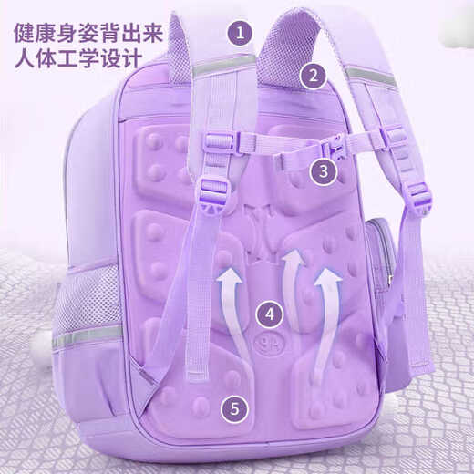 Disney Yugui Dog Primary School Student School Bag Reduce School Bag Children's First, Second, Third, Fourth and Sixth Grade Large Capacity Cartoon Backpack Purple Small Yugui Dog Card 4001