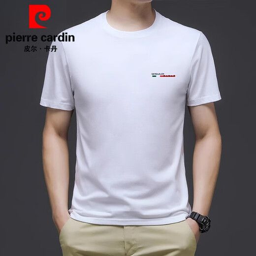 
Pierre cardin pure cotton short-sleeved T-shirt for men in summer new round neck Xinjiang cotton white t-sleeved men's base T-shirt for men men's white Q7018 L suitable for 120-140Jin [Jin equals 0.5 kg]