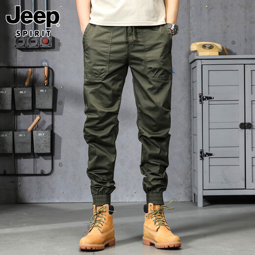 Jeep Spirit Jeep Pantalon décontracté pour les hommes en hiver plus en velours épaissi des remorqueurs lâches sport neuf parties Longueur de travail 679 Green militaire plus velours 28