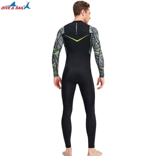 Jingpufei swimsuit men's one-piece quick-drying long-sleeved sun protection warm breathable beach vacation jellyfish suit wetsuit 175 (155-Jin Jin is equal to 0.5 kg) 2XL