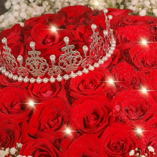 Baihua Pavilion Flowers Red Roses and Gypsophila Real Bouquet Birthday Gift for Girlfriend to Confess to My Wife City Delivery Within Hours Sansheng Sanshi 33 Red Roses + Gypsophila + Crown | dyg03