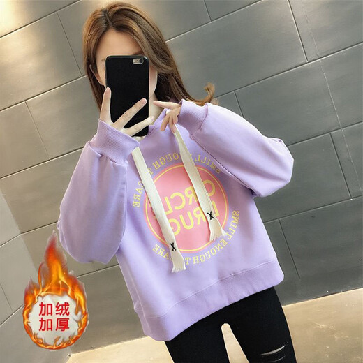 BJORN MOAN加绒/不加绒连帽卫衣女学生2025春秋年新款宽松洋气减龄长袖上衣 白色 6629款 S 建议75斤-85斤