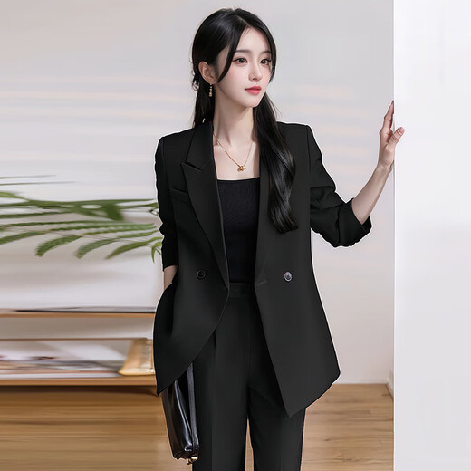 Troman black suit suit for women, loose casual temperament, professional wear, women's interview formal wear, business workwear suit jacket