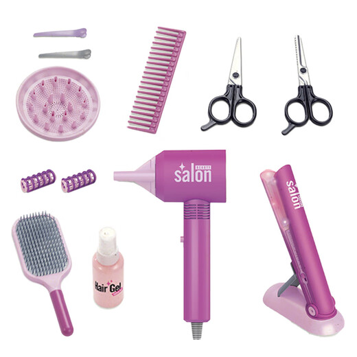 
Playing house children's hairdresser set toys little girl hair dryer barrel washing hair cutting hair salon simulation kindergarten [color box] hair salon 22-piece set (princess