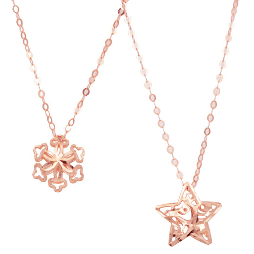 Red shadow purple gold necklace women's 585 Russian five-pointed star snowflake rose gold pendant 14K gold Korean clavicle chain No. 2 five-pointed star necklace 45 cm long