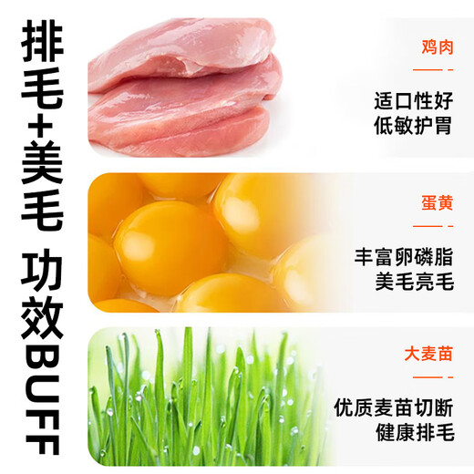 CLCEY freeze-dried cat grass, egg yolk and meat floss pet snacks cat food companion nutrition cat hair ball nemesis lazy cat grass cat grass egg yolk meat floss 250g can be mixed with food