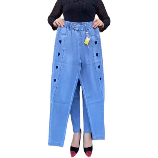 Dan Pretty Jeans New Women's New Style 2025 Summer y Autumn Loose elástico Pantalones rectos Mom Pantalones casuales Gran tamaño 738 Alta calidad M Recomendada 95-110Jin [Jin equivale a 0.5 kg]