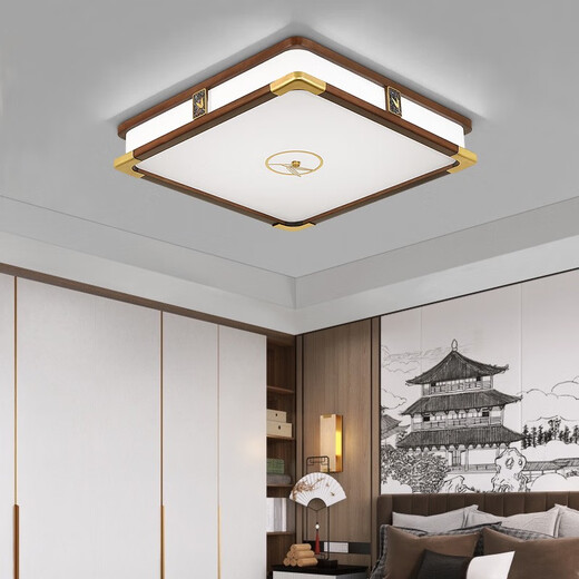 欧普照明（OPPLE）新中式吸顶灯客厅餐厅灯金丝檀木现代餐厅灯具禅意卧室 9928圆46三色