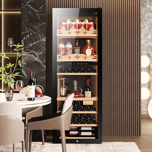 Vincase wine cabinet constant temperature wine cabinet air-cooled constant temperature moisturizing wine refrigeration storage display cabinet multi-functional household refrigerator sake beer cold bar foreign wine tea cabinet single temperature | fixed frequency | red wine hanging cup 256L thin section