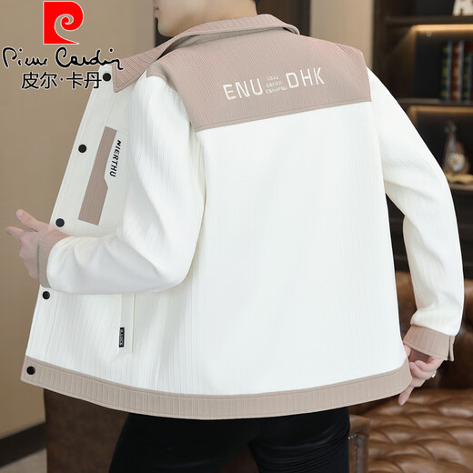 Pierre Cardin (Pierre Cardin) design lapel jacket men's Korean version slim and trendy men's spring and autumn casual tops off-white L 100-120Jin Jin equals 0.5 kg