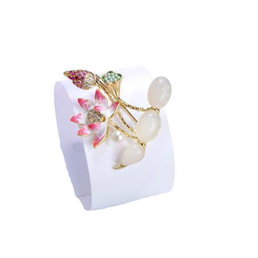 WOUG pink lotus brooch for women, exquisite small fragrance design corsage, sexy suit flower brooch, pink lotus No. 1