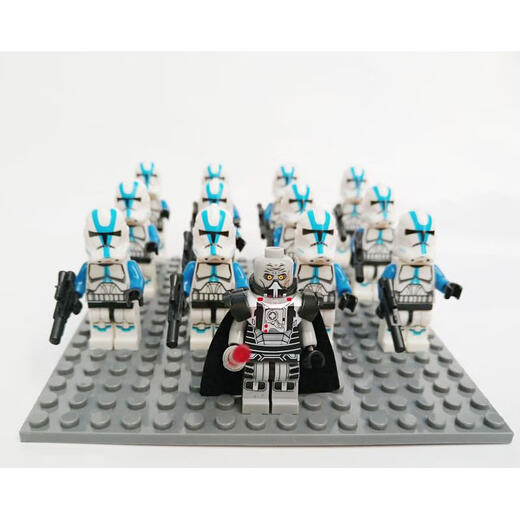 LEGO Star Wars Figura Clone Soldier Soldier Soldier Jedi Sis Warrior Darth Vader Buffett Toys 13 Clones PG757 + Capitán + Base de placa BOLSA