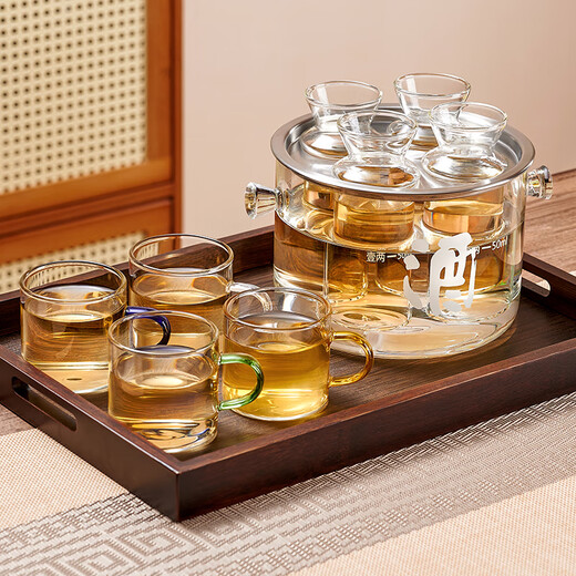 Huangsi wine warmer Chinese style heat-resistant glass yellow rice wine and white wine wine dispenser scalding wine pot and wine boiler can heat the wine warmer wine warmer one cylinder four pots