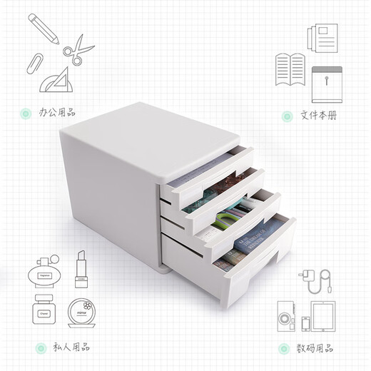 QIXIN (COMIX) Desktop-Datei Schrankschubladen-Datenklassifizierung und Sortierkastenspeicherbox-Speicherschrank für Plastikspeicherboxschrank 9778 Grau mit Lock-5th Floor [mit Indexaufkleber]