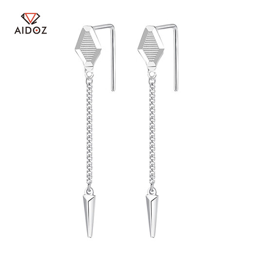 Aido diamond Pt950 platinum earrings for women, fashionable platinum snake pattern ear hooks, geometric earrings, rhombus tassel earrings, snake pattern, one pair, weighing 2.0-2.2 grams