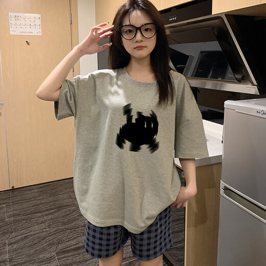 Jaetinwsinn2025 Neues reines Baumwollpyjama für Frauen im Sommer kurzärmelig dünne Sommerstudentin Cartoon Cotton Home Clothing Zweiteiler C719#[100% Baumwolle] L [155-165 cm 100-120jin [Jin gleich 0,5 kg]]