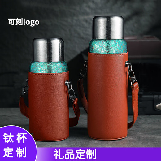 Bylure brand pure titanium thermos cup double-layer car outdoor portable water cup large capacity titanium cup portable high-end stuffy tea cup glacier blue 600ml