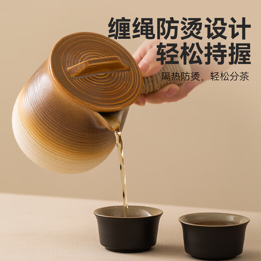 Tokyo-made stove-cooked tea roasted milk can tea teapot home indoor milk tea ceramic teapot crescent stone pottery side handle teapot