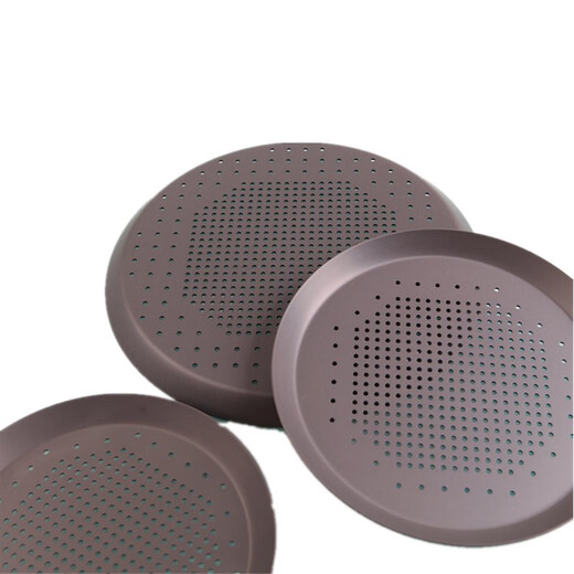 15-inch European-style pizza baking pan with hard film, non-stick punching pizza pan, aluminum alloy cheese heart oven with perforated baking tray, 9-inch hard film, not easy to scratch, diameter 25.5cm