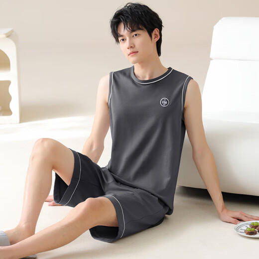 Pajamas Summer Summer de algodón puro Cotton Pure Vest Summer Adolescente de gran tamaño para hombres de ropa casual del hogar Código Código 4xl (recomendado 180-200Jin [Jin equivale a 0.5 kg])