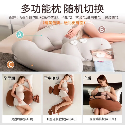 BabyWatch Maternity Pillow Waist Support Side Sleeping Pillow Belly Support U-shaped Side Sleeping Pillow Sleeping Supplies Goddess Pillow PLUS-Light Purple