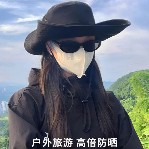 MPPMCK登山帽男女渔夫帽遮阳帽防晒帽户外速干太阳帽西部牛仔帽爬山装备 户外渔夫帽-大帽檐【卡其色】 【头围54-59cm】