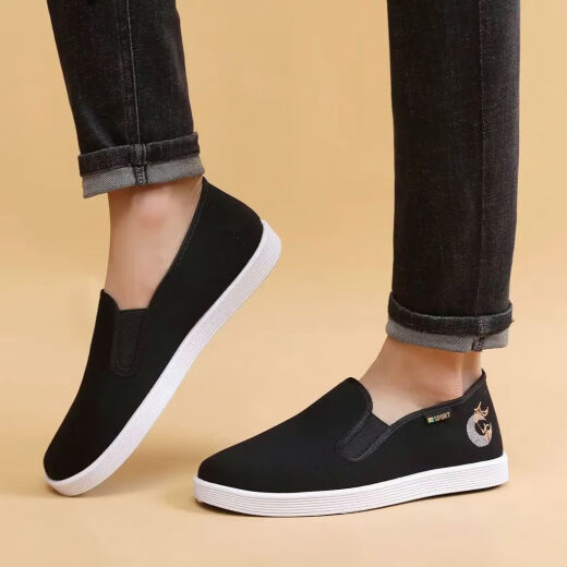 [Fengshengshui] Viejos zapatos de tela de Beijing zapatos casuales de verano para hombres, cómodos y transpirables zapatos de trabajo suave y transpirable, negro -fengshengshui 39