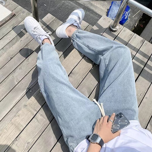 Chensen fließende Jeans Herbst Herbst Neue koreanische Stil trendy losen lässigen Sportfuß Fußfarbhonhosen Neun-Punkte-Hosen Männer hellblau l