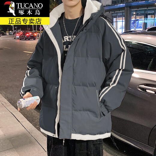 啄木鸟（TUCANO）棉服男士装秋冬季加绒加厚棉衣宽松羽休闲绒服男外套保暖短款衣服 9789军绿 L 约110-125斤