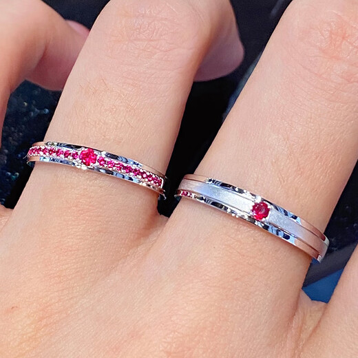 Pingyan inlaid sapphire couple ring ruby ring colorful gem pair ring row wedding ring blue sapphire men's ring note ring number