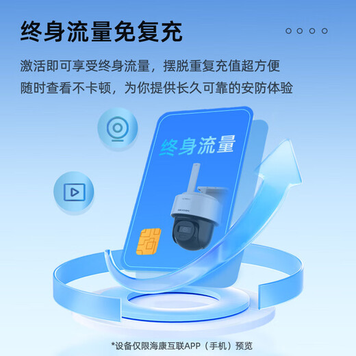 海康威视（HIKVISION）太阳能摄像头4g 免流量无电无网4g摄像头 终身无限流量太阳能监控器360全景全彩夜视追踪家用室外 T1终身流量太阳能AOV套装 标配（送64G内存卡）