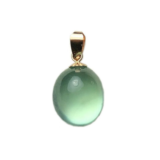 Buhesyt high-end 18k gold and jade necklace prehnite pendant female crystal fresh clavicle chain for girlfriend birthday gift 10*14mm