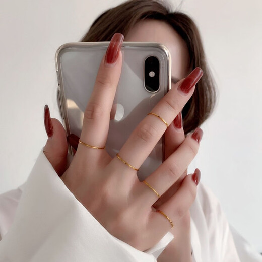 MENGDAILI plain ring rose gold ring women's light luxury high-end new niche design ring rose gold-frosted US size 7 (suitable for 95-115 Jin Jin equals 0.5 kg)