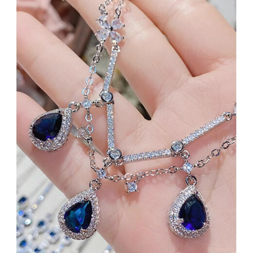 WSAY Tanzanite Bracelet Retro Super Sparkling Diamond Tanzanite Blue Crystal Sapphire Blue Zircon Exquisite Counter Bracelet 0113 Sapphire Blue Diamond Supermarket