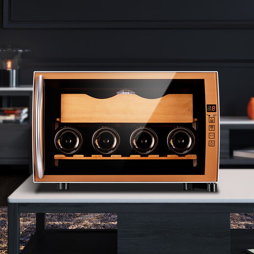 CIGARLOONG 25C cigar cabinet temperature controlled moisturizing Spanish cedar wood naked small mini humidifier household energy-saving silent electronic cabinet dual-core dual-core refrigeration constant temperature red wine cabinet golden cigar red wine 25L cigar cabinet