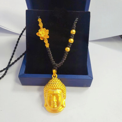 Chipan 18K gold necklace for women, Tathagata Buddha pendant, gold-plated, always safe, hard gold, Maitreya Buddha gift for couples, Tathagata Buddha pendant + black rope