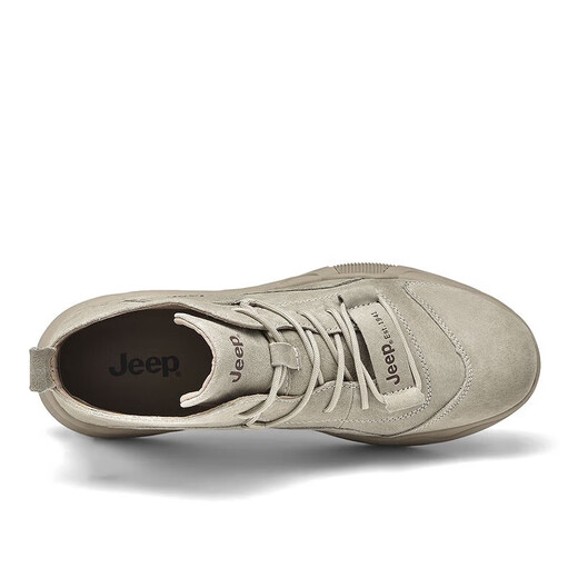 Jeep men's shoes 2025 new spring high-top shoes for men's sports warm casual shoes for men's leather Martin boots sand color (recommended by the store manager) 38 [Recommended to take a small size]