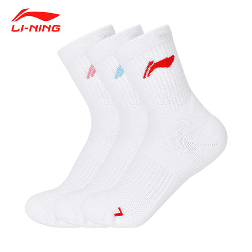 李宁（LI-NING）羽毛球袜男女中筒袜子透气吸汗防臭跑步训练袜(特殊商品不予退换)