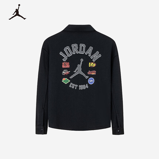 NIKE JORDAN Nike AJ children's shirt 2025 spring new comfortable terry children's long-sleeved shirt black 110/56(5)