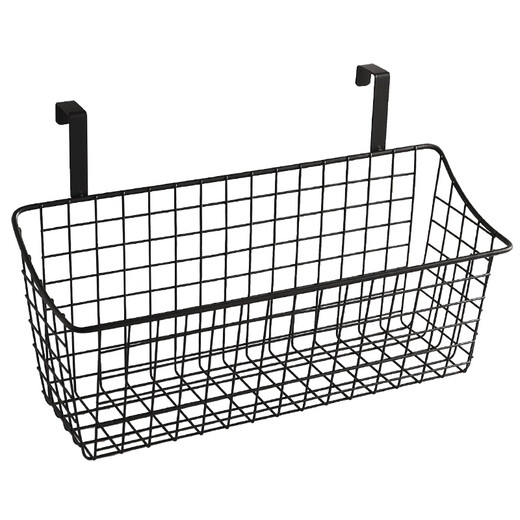 
Benbenge kitchen cabinet door hanging basket kitchen cabinet inner seasoning storage basket bed bathroom storage rack dormitory bedside bed without hole punching 7027A# small black 1