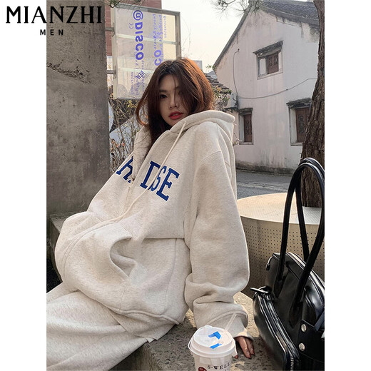 棉致重磅连帽卫衣女春秋冬季新款美式宽松韩版加绒山东即墨开衫外套 844深灰色【常规高品质31.5】 L 100-115斤