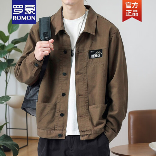 
ROMON jacket men's spring 2025 new shirt lapel spring men's work jacket early autumn jacket top [upgrade version] K12806 gray 2XL [recommended 140160Jin [Jin equals 0.5 kg]]