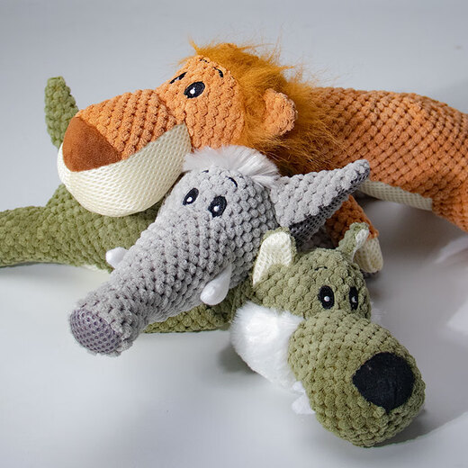 Yahe dog toys sound bite-resistant plush molar corgi border collie large dog Shiba Inu funny dog toy self-entertainment and boredom lying down green wolf + knotted radish