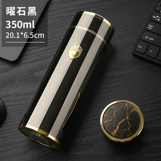 XKJ德国316不锈钢高档保温杯男女士水杯泡茶杯礼品杯商务杯定制刻字 【曜石黑】普通滤网 350ml