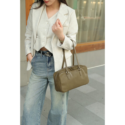 Mospoke Light Luxury Brand Genuine Leather Bag Bags Women's Bolse Retro Axx Bag Bag Bolle Bag Bag Nicho de vaca Crossbody Bag 878 Angora Ancho rojo 33*Altura 18*Gros de espesor 10 cm