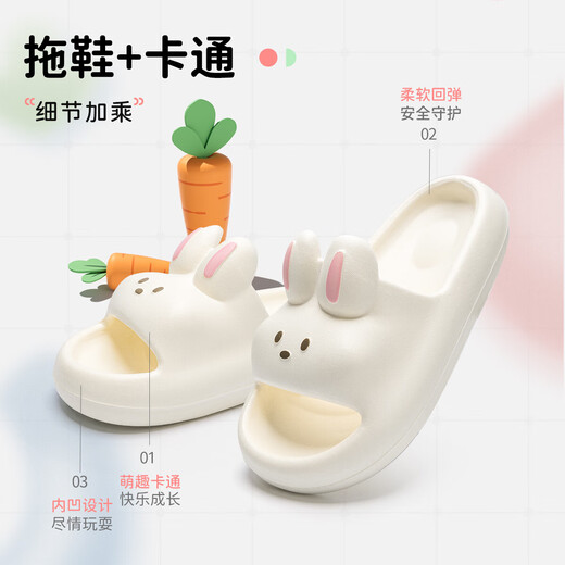 Jialiya Cute Soft Soled Children's Slippers for Girls Summer Indoor Home Bathing Non-Slip Wear-Resistant Rabbit Sandals for Boys White Cute Rabbit Size 34 Inner Length 215mm