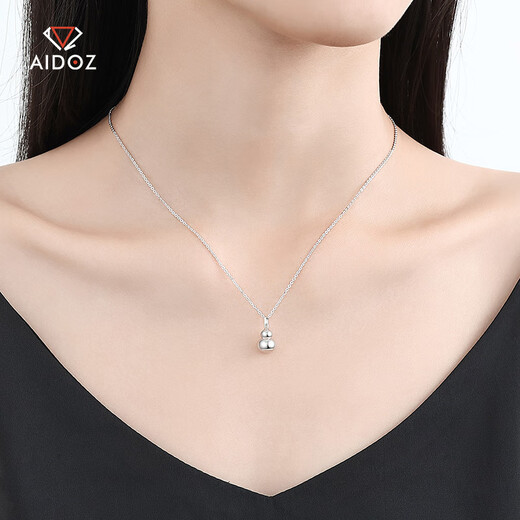 Aido Diamond Premium Platinum Gourd Necklace for Women Fashionable Platinum Fulu Pendant Versatile Chain Set for Gifts Gourd Chain Weight 4.6-4.8g